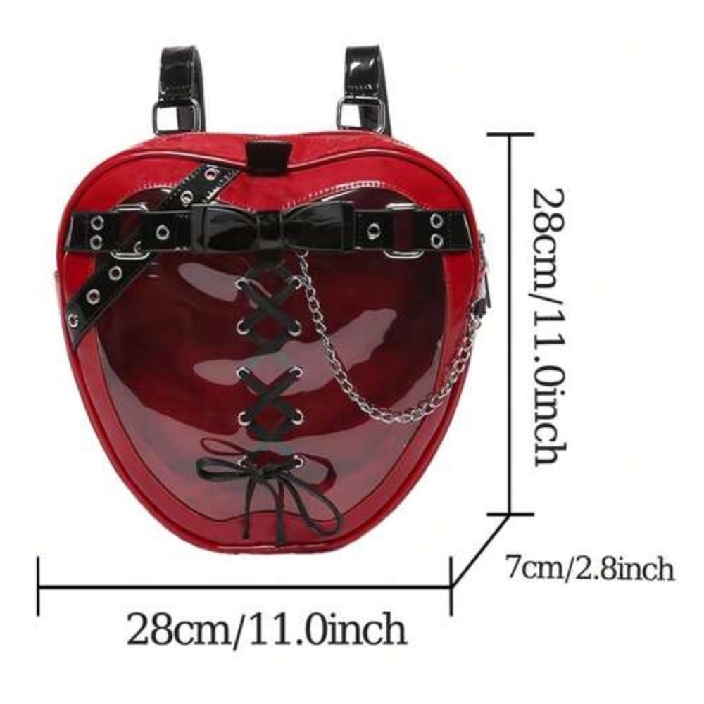 🆕  Gothic - Punk Heart Large Capacity Multi Functional Clear Pattern Backpack ❤️ - Picture 8 of 13
